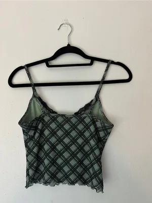 Hollister Teal Plaid Lace-Trim Crop Cami thumbnail 2