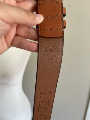 Izod Tan Brown Leather Perforated Logo Belt thumbnail 7
