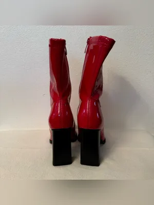Dream Paris Patent Heeled Boots Red & Black US 7 thumbnail 5