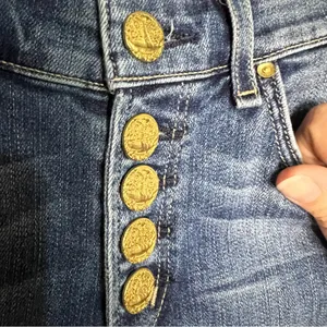 McGuire Gainsbourg Exposed Button Fly Raw‎ Gem Crop Denim Jeans thumbnail 7