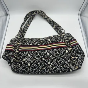 Vera Bradley Black Cream Floral Quilted Shoulder Hobo Bag Multicolor Stripe thumbnail 7