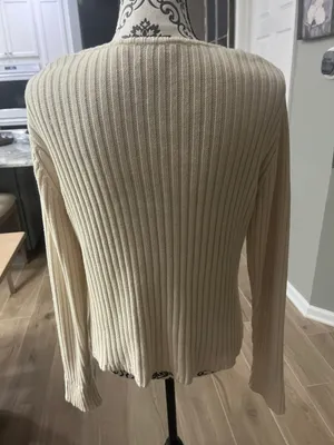 Nine & Co. Size Large Beige Cable Knit Sweater thumbnail 6