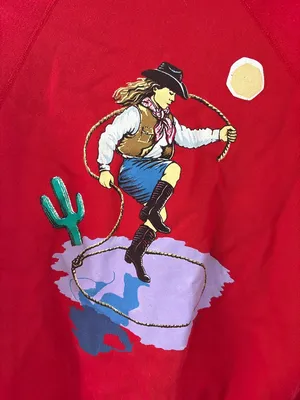 Vintage Western Cowgirl Red Crewneck‎ Large thumbnail 2