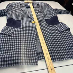 Cabi Checkup Blazer Jacket Womens Medium Navy‎ Blue Gingham Check Stretch Formal thumbnail 13