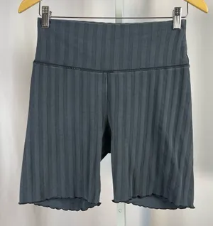 Aerie Offline Medium Slate Striped Bike Shorts Lettuce Hem Workout Running thumbnail 1