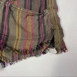 Free People Morning Rain Linen Striped‎ Cut Off Shorts 0 thumbnail 7