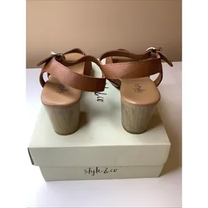 Style & Co Size 6 Anddreas Platform Block-Heel Sandals, Brown, Women, Preloved thumbnail 4