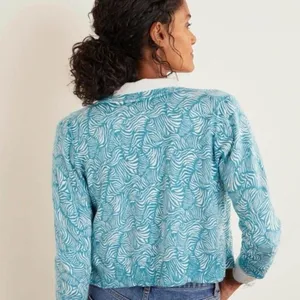 ✨Boden Cropped Button Down Grey Floral Sz 16 Cardigan✨ thumbnail 4