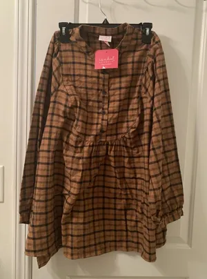 Isabel Maternity Women's Plus Size L Flannel Brown Black Long Sleeve Shirt Top thumbnail 1