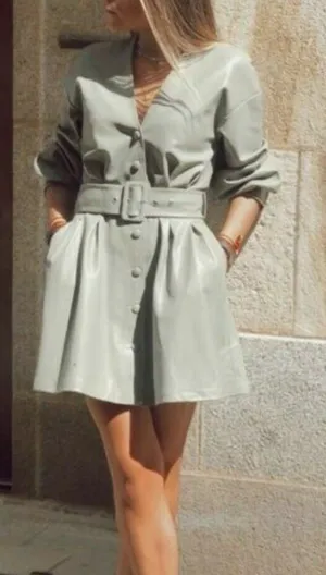 Zara Faux Leather Belted Mini Dress Size S thumbnail 1