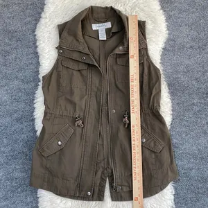 Sebby Olive Green Zip Up Military Vest Sleeveless 100% Cotton Granola Goblincore thumbnail 7