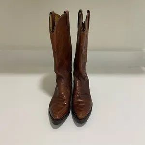 Vintage Dan Post Exotic Lizard Cowboy‎ Boots Brown Size 6.5 thumbnail 2