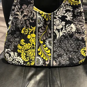 Vera Bradley Black and Yellow Floral Hobo Bag thumbnail 2