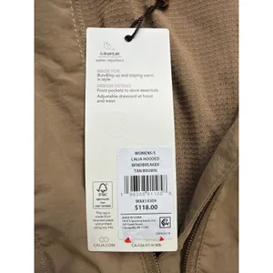 CALIA Hooded Windbreaker Tan Brown‎ Water Repellent Jacket WAX14309 Womens S NEW thumbnail 4