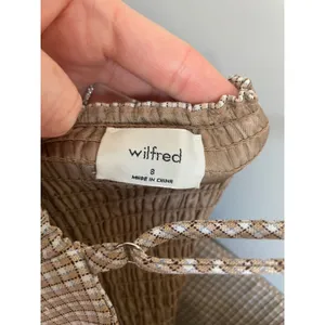 Wilfred Aritzia Brown Gingham Plaid Mini Dress Square Neck Smocked Back Size 8 thumbnail 3