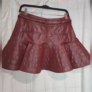 Pilcro Fit-and-Flare Faux-Leather Mini Skirt thumbnail 4