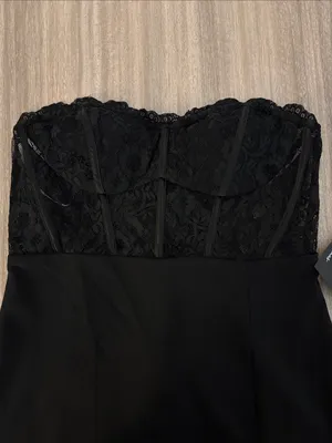 Lulu’s Strapless Lace Corset Midi Dress Women Size Large Black thumbnail 4