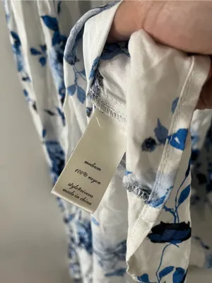 Altar'd State Blue White Floral Smocked Maxi Dress Medium Coastal Euro Summer thumbnail 7