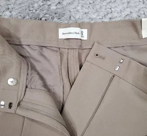Abercrombie Ultra High Rise Wide Leg Pleated Front Pants Beige Tan Size 16 33 thumbnail 4