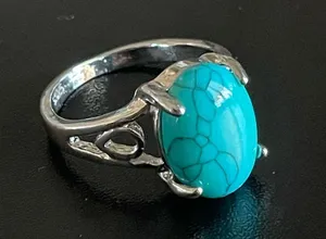 Turquoise stone S925 silver statement ring size 8 thumbnail 2