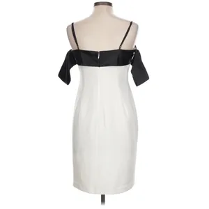 Alex Marie Cleo Dress Womens 10 White Black Bow Sheath Mini Bridal Wedding party thumbnail 3