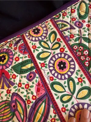Vera Bradley Quilted Laptop Sleeve - Purple, Green & Pink Floral thumbnail 2