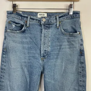 Agolde Nico Slim High Rise Ankle Distressed Button Fly Stretch Jeans Womens 28 thumbnail 3