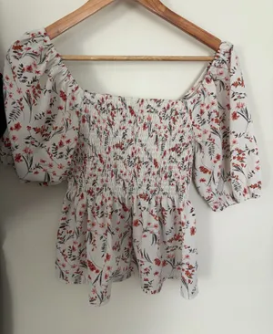 Floral Peplum Top Shein thumbnail 1
