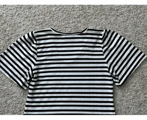 Ann Taylor Sz S Black & White Striped Knit Top Tee T-Shirt Cute!! thumbnail 8