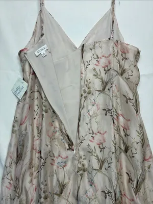 Storia xl Blush Floral Cream Maxi Slip Dress Ruffle Hem romantic guest party thumbnail 14