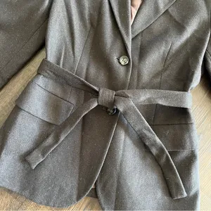 SISLEY brown tweed belted tailored blazer thumbnail 12
