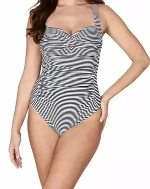 NIPTUCK SWIM Joanne One-Piece Swimsuit Size 6 Sorrento Black &‎ White Stripe thumbnail 1