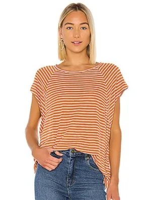 NWT Free People Halo Stripe Tee in Copper thumbnail 2