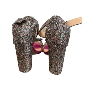 •Chunky Heel Sandals With A Strap, Bow With Fashionable Bright Red Butterfly thumbnail 4