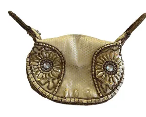 Vintage Unique Gold Beaded Embellished Fortune Cookie Mini Handbag thumbnail 1