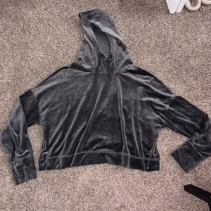 Aerie offline XXL grey long sleeve velvet hooded top thumbnail 1