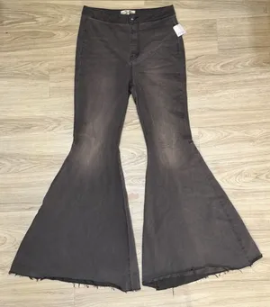 NEW Free People Just Float On Flare Jeans Smokestack 70s Boho Bell Bottom thumbnail 1