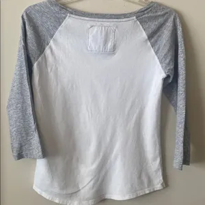 Abercrombie & Fitch 3/4” Sleeve Gray & White jersey tee size small vintage Y2K thumbnail 4