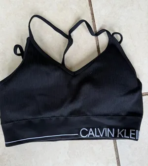 Calvin Klein Black Seamless Ribbed V-Neck Logo Bralette thumbnail 1