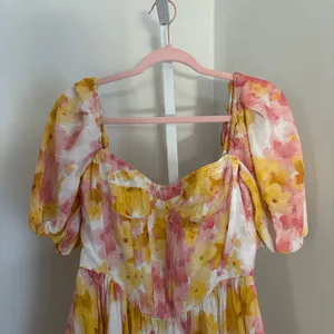 Bardot Aliah Floral Puff Sleeve Corset Mini Dress Regencycore Womens Sz L / US 8 thumbnail 6