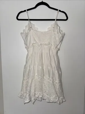 LoveShackFancy Azar Cotton Bandana Eyelet Mini Dress Size Medium thumbnail 7