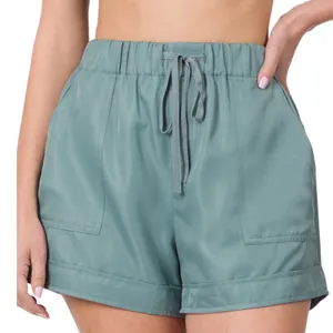 Zenana Blue Gray Drawstring Shorts Size X-Large thumbnail 2