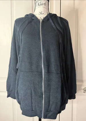 BloomChic Deep Teal Zip Hoodie Blue Size 10 thumbnail 1
