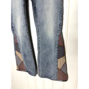 Driftwood Farrah Flare Jeans Faux Suede Patchwork Light Wash Blue Size 31 thumbnail 6