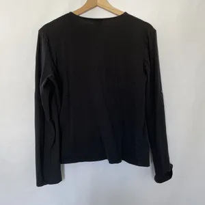 H&M women's Black Long-Sleeve‎ Henley Shirt With Button Tab Sleeves Size M thumbnail 7