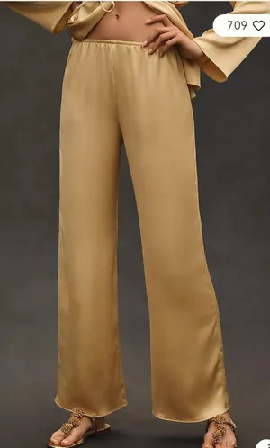 Anthropologie Mare Mare Gold Satin Pants thumbnail 1