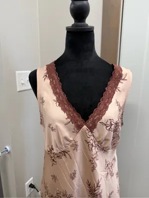 Old Navy Satin Floral Slip Dress Lace Coquette Lingerie Style‎ Long Babydoll S thumbnail 2