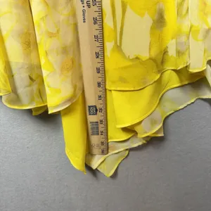 Vince Camuto Yellow Floral Chiffon Strapless Asymmetrical Dress Womens Size 10 thumbnail 11