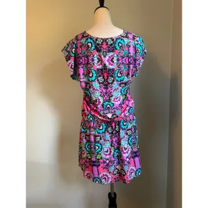 Nanette Lepore Swim Floral Paisley Cover Up Dress Pink Turquoise Small Y2K boho thumbnail 4