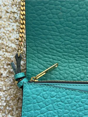 Burberry Madison Wallet on a Chain Pebble Leather Crossbody Bag in Aqua Teal thumbnail 14